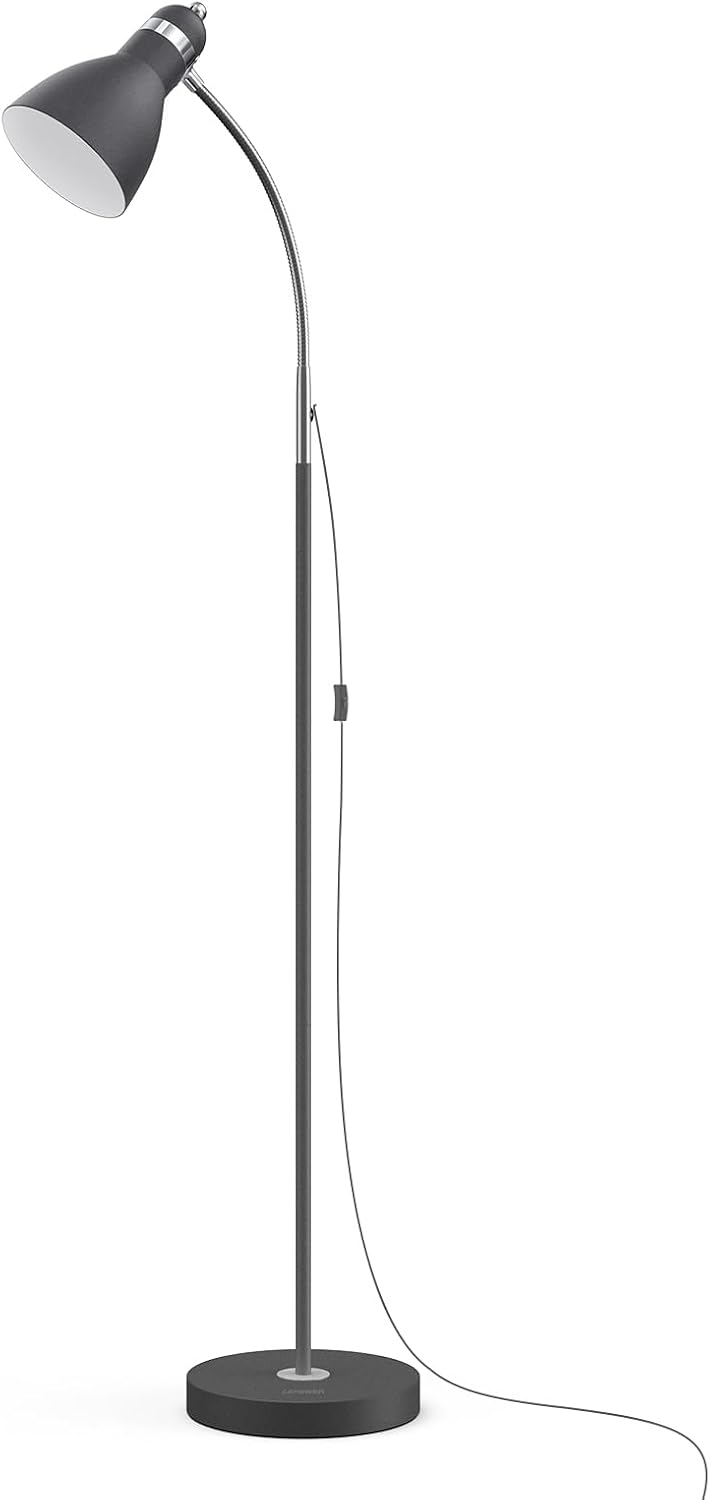 LEPOWER Floor Lamp, Metal Standing Lamp with Adjustable Gooseneck, Heavy Metal Base, Reading Pole Lamp for Office, Black Floor Lamps for Bedroom, Living Room