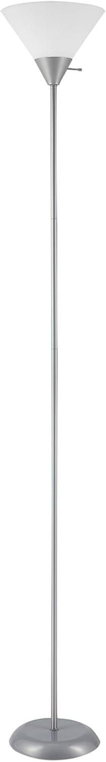 Globe Electric 67135 72" Torchiere Floor Lamp and Adjustable Reading Light, Matte Black, Frosted Shade, Dual Rotary Switch, 3-Step Dimming, Modern Lighting for Living Room or Office