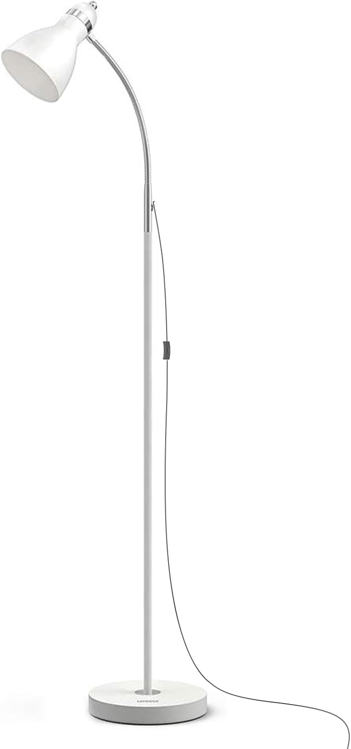 LEPOWER Floor Lamp, Metal Standing Lamp with Adjustable Gooseneck, Heavy Metal Base, Reading Pole Lamp for Office, Black Floor Lamps for Bedroom, Living Room