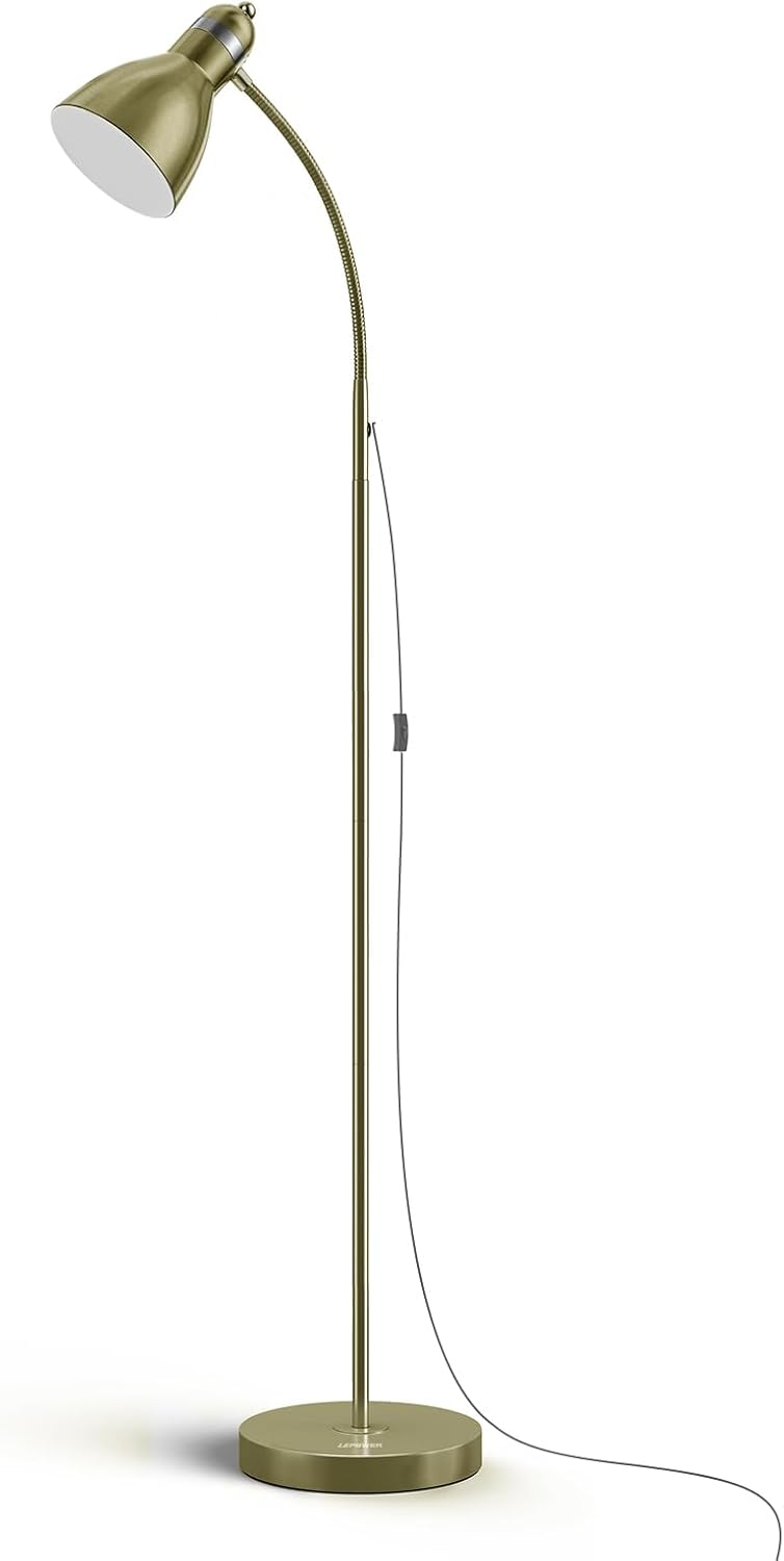 LEPOWER Floor Lamp, Metal Standing Lamp with Adjustable Gooseneck, Heavy Metal Base, Reading Pole Lamp for Office, Black Floor Lamps for Bedroom, Living Room