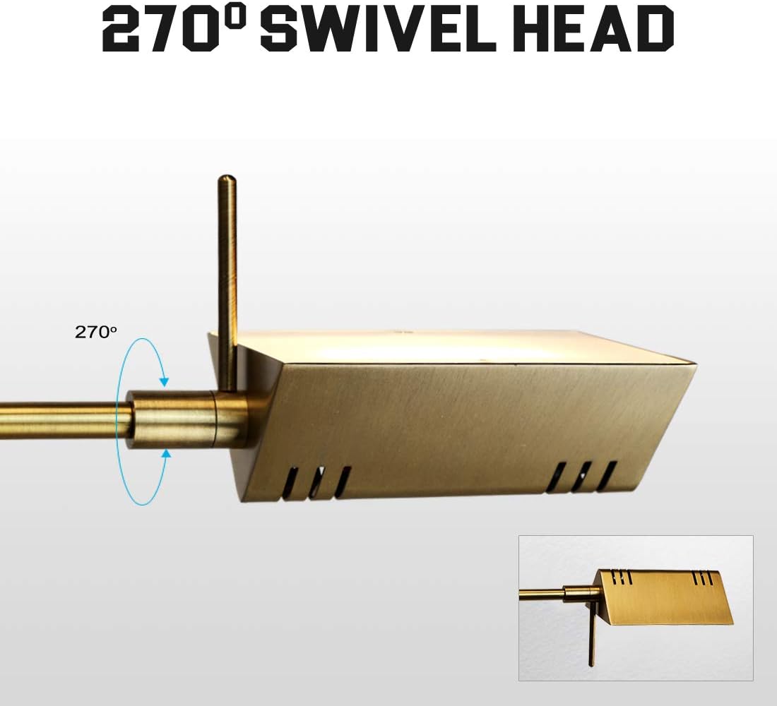 O’Bright Dimmable LED Pharmacy Floor Lamp, 12W LED, Full Range Dimming, 360 Degree Swing Arms, Adjustable Heights, Standing Lamp for Reading, Sewing, and Craft, ETL Listed, Antique Brass (Gold)