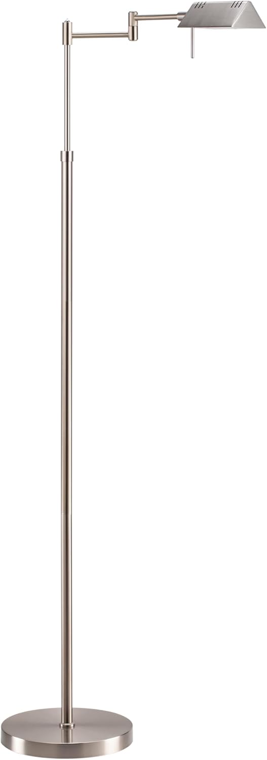 O’Bright Dimmable LED Pharmacy Floor Lamp, 12W LED, Full Range Dimming, 360 Degree Swing Arms, Adjustable Heights, Standing Lamp for Reading, Sewing, and Craft, ETL Listed, Antique Brass (Gold)