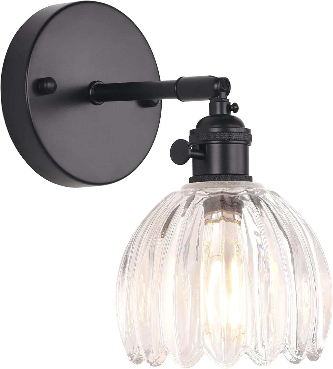 Vintage Battery Operated Wall Sconce with Cute Green Tulip Glass Lampshade Wireless Rechargeable Battery Powered Wall Light with Remote Control for Bedside Bedroom Doorway