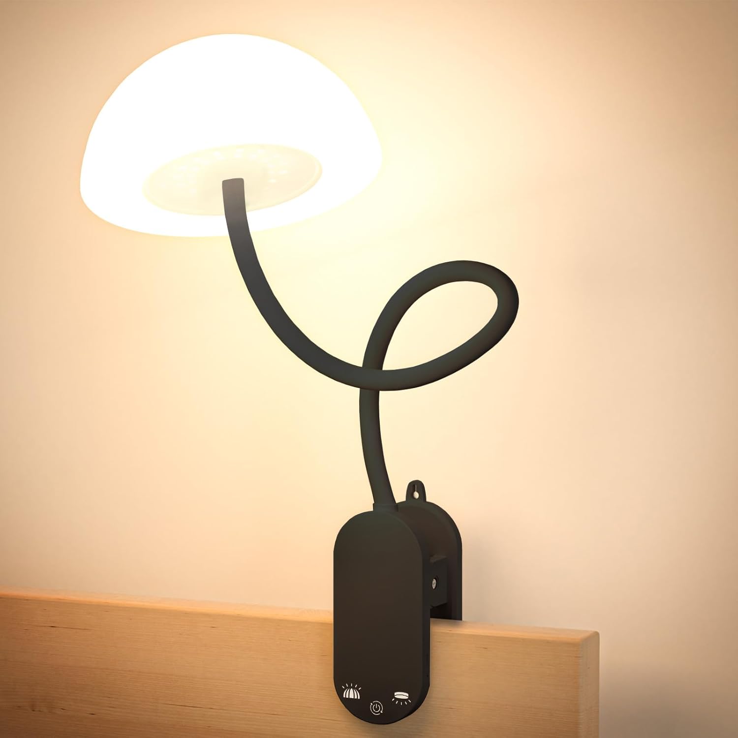 Rechargeable Clip On Lamp, Cordless Touch Control Desk Lamp with RGB Ambient Mode & 3000K–6000K Dimmable Book Reading Light, Portable Gooseneck Lamp Battery Operated Clamp On Table Bedside Headboard