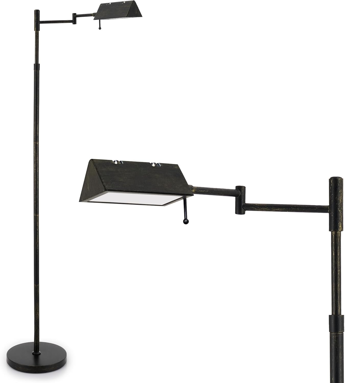 VONLUCE Dimmable LED Floor Lamp, 56" Floor Lamp for Living Room with Adjustable Height Swing Arms 3 Color Temperatures, Industrial Standing Pole Lamp for Bedroom Reading, Black
