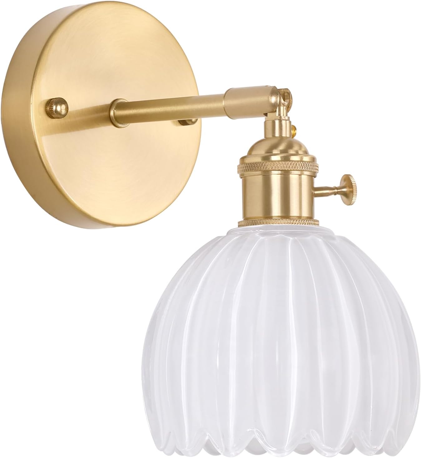 Vintage Battery Operated Wall Sconce with Cute Green Tulip Glass Lampshade Wireless Rechargeable Battery Powered Wall Light with Remote Control for Bedside Bedroom Doorway