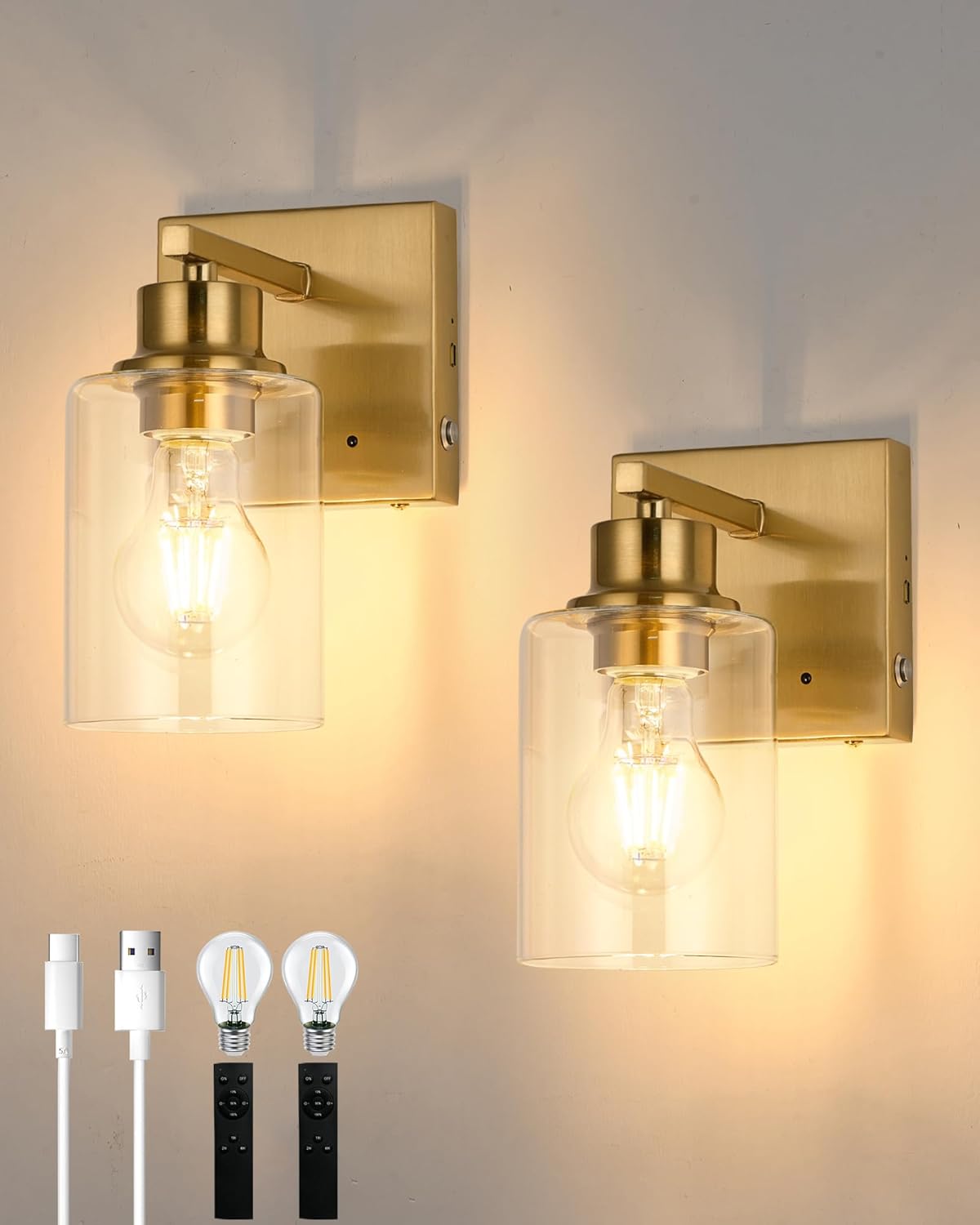 Battery Operated Wall Sconce Set of 2, Black Rechargeable Wall Lights with Timer Function, Easy Install Dimmable Wireless Wall Lamps Sconces Wall Decor for Living Room Bedroom Hallway, Emergency 3000K