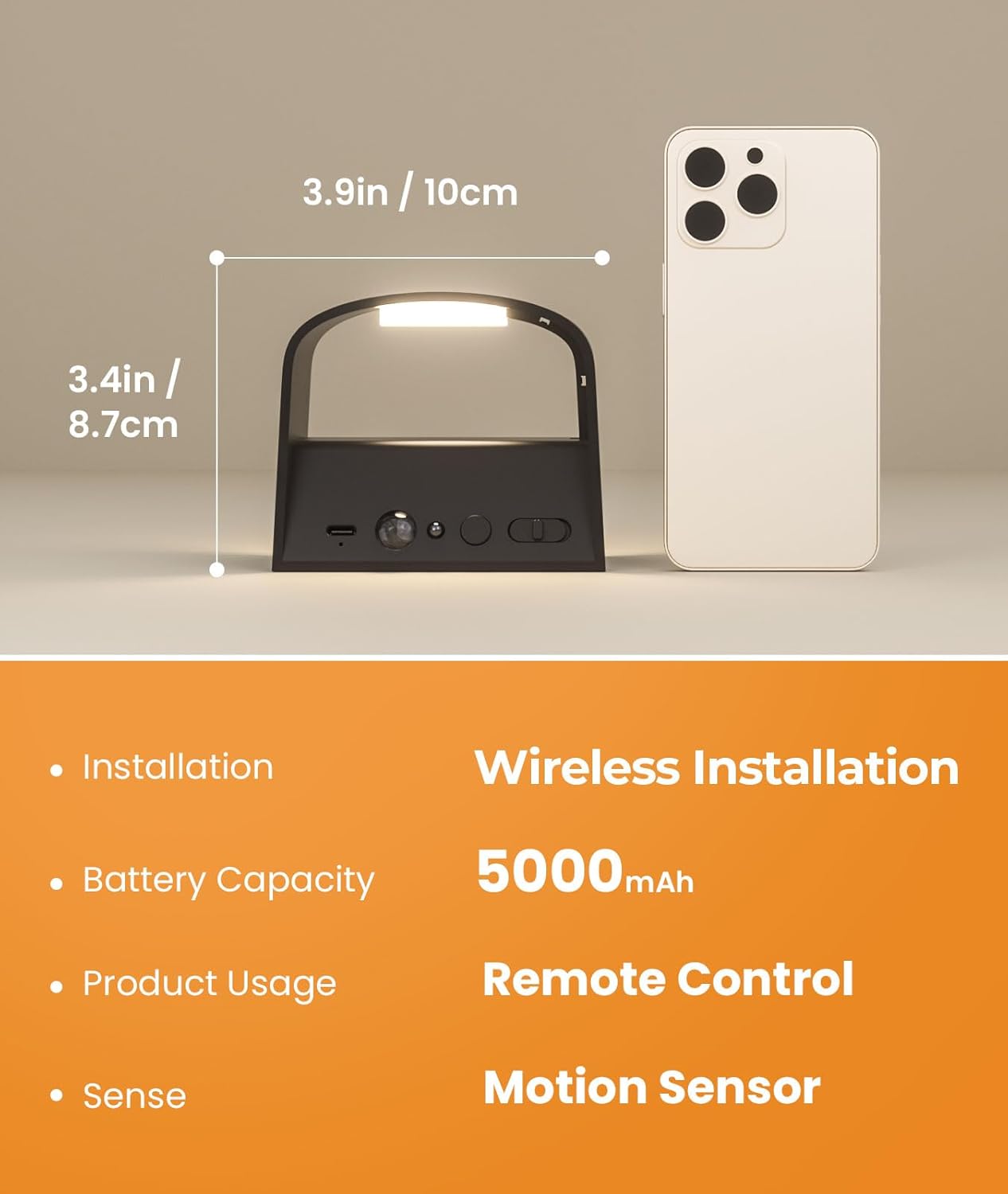 FULEN Motion Sensor Wall Light with Remote Control 3 Colors Wireless Wall Lamp LED Indoor Up and Down Wall Sconce 5000mAh Rechargeable Battery Powered Wall Lamps Brightness Adjustable, Black 2 Pack