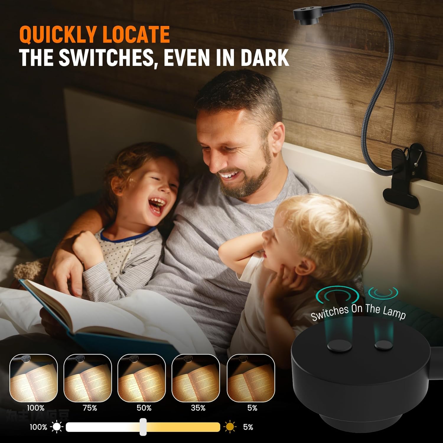 Clip On Light, 3 Color Mode Dimmable LED Book Light, Flexible Reading Light Desk Lamp for Studying,Working,Crafting,Hobbies, Eye-Care CRI95+,USB-C Adapter Included