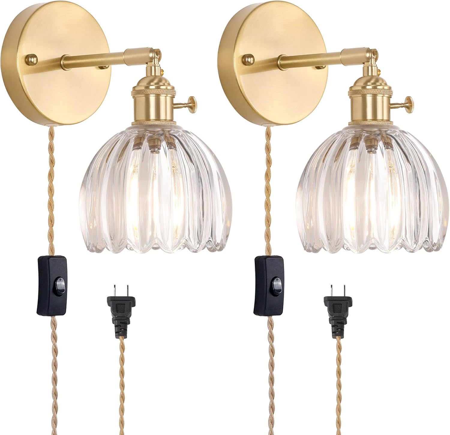 Vintage Battery Operated Wall Sconce with Cute Green Tulip Glass Lampshade Wireless Rechargeable Battery Powered Wall Light with Remote Control for Bedside Bedroom Doorway