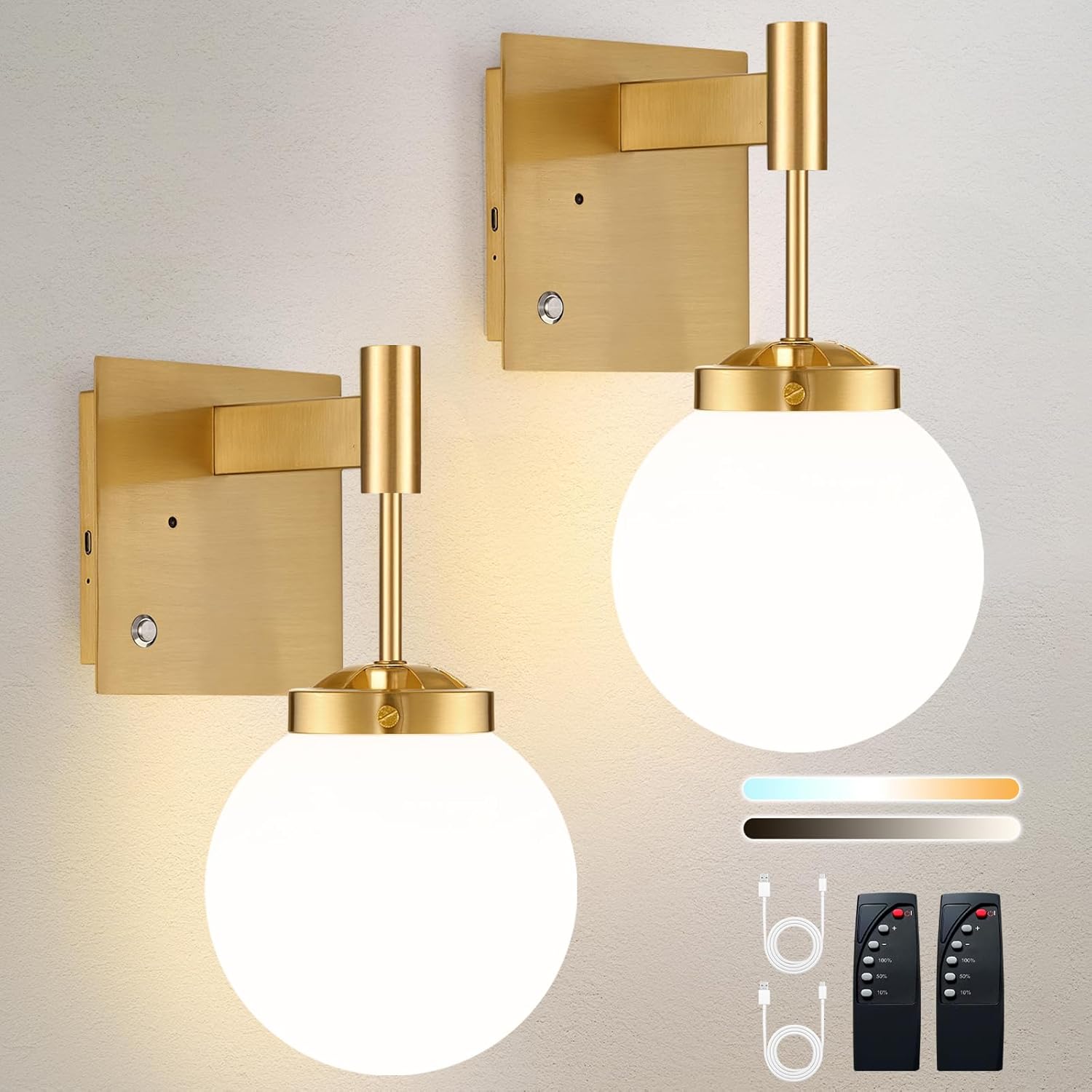 Battery Operated Wall Sconce Set of 2, Black Rechargeable Wall Lights with Timer Function, Easy Install Dimmable Wireless Wall Lamps Sconces Wall Decor for Living Room Bedroom Hallway, Emergency 3000K