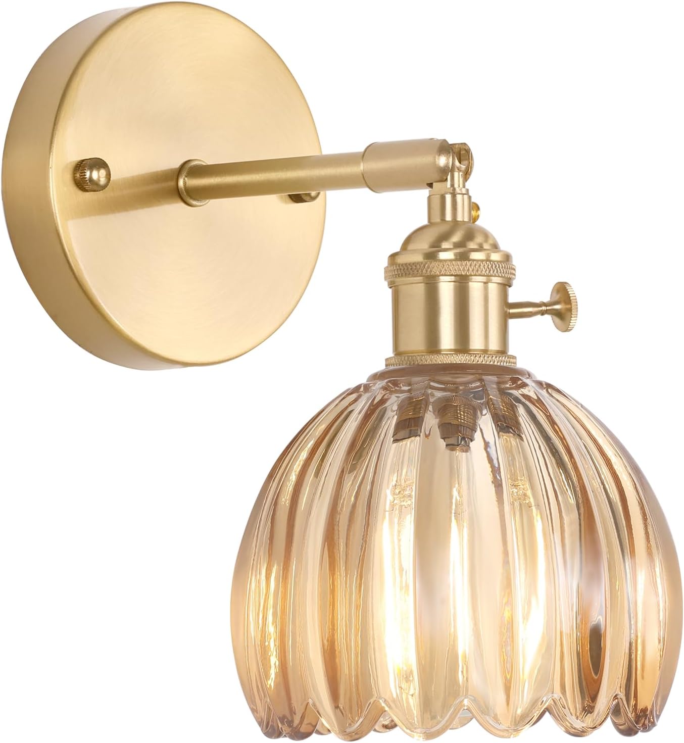 Vintage Battery Operated Wall Sconce with Cute Green Tulip Glass Lampshade Wireless Rechargeable Battery Powered Wall Light with Remote Control for Bedside Bedroom Doorway